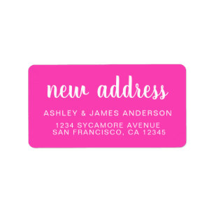 Wir haben Neon Pink New Address Label verschoben Adressaufkleber