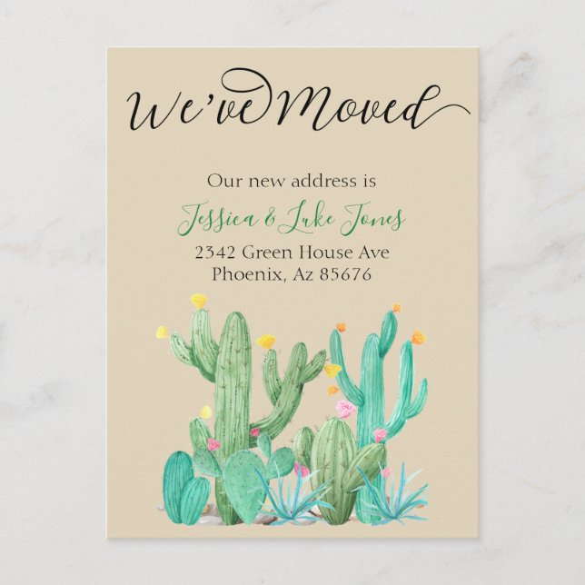 Wir haben neue Adresse AnkündigungsHouse Kaktus ve Ankündigungspostkarte (Vorderseite)