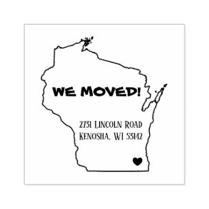 WIR HABEN NEUE ADRESSE KENOSHA WISCONSIN GUMMISTEMPEL