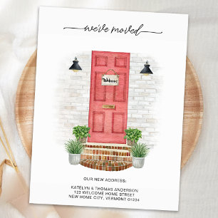 Wir haben neue Adresse Moderne Wasserfarbenrote Tü Ankündigungspostkarte