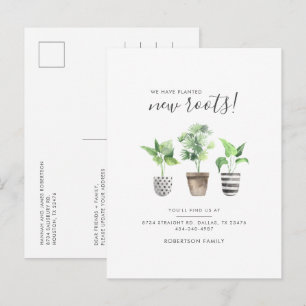 Wir haben neue Wurzeln botanischer Bewegung geplan Ankündigungspostkarte