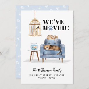 Wir haben neue Zuhause Dog & Cat Schlafzimmer Blue Ankündigung