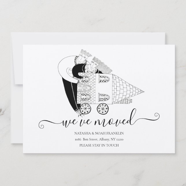 Wir haben neue Zuhause Schwarz-Weiß-Rustikal versc (Vorderseite)