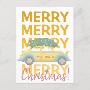 Wir haben neue Zuhause Weihnachtsfeiertage verscho Ankündigungspostkarte