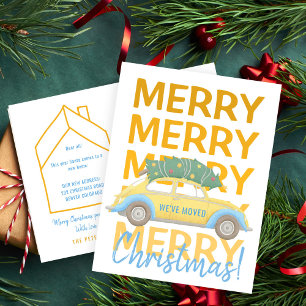 Wir haben neue Zuhause Weihnachtsfeiertage verscho Ankündigungspostkarte