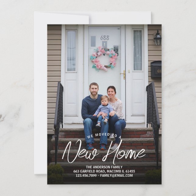 Wir haben New Zuhause Typogrtpahy Family Foto Movi Ankündigung (Vorderseite)