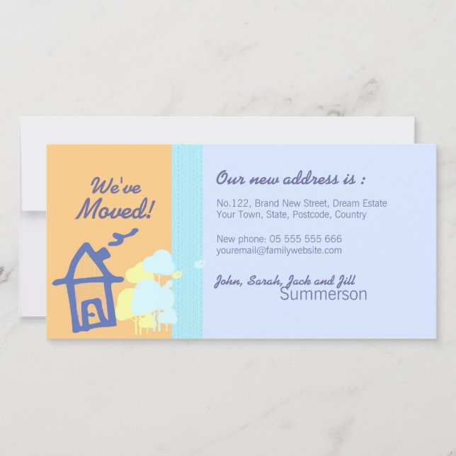 Wir haben Pastells-Fotokarte verschoben Ankündigung (Vorderseite)