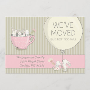 Wir haben Pink und Beige Bunnies mit Blume bewegt Ankündigung