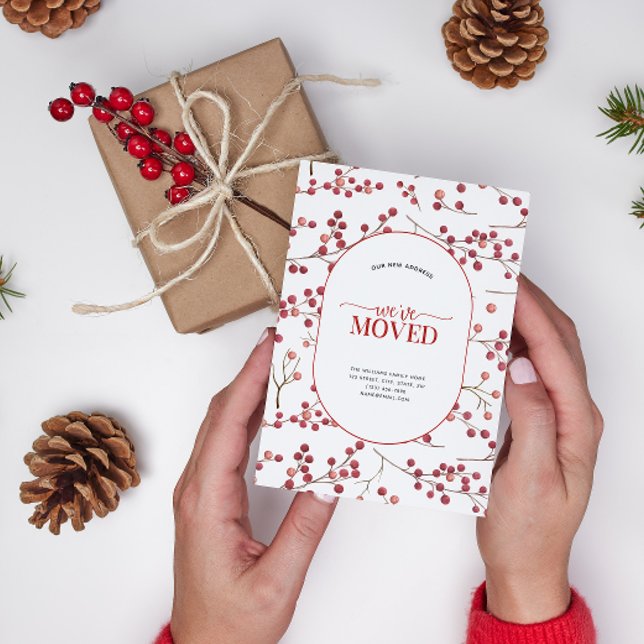 Wir haben Rote Berry Ankündigung Postkarte verscho (Celebrate the new beginning with this festive 'We've Moved" postcard!
)