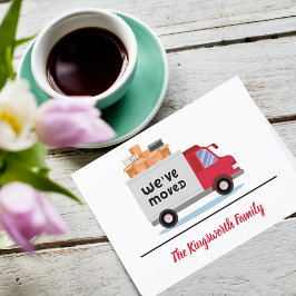 Wir haben roten LKW bewegt moderne, einfache perso Ankündigungspostkarte