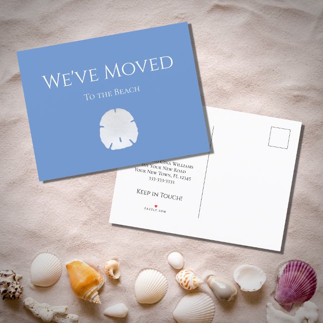 Wir haben Sand Dollar Light Blue Nautical Beach ve Ankündigungspostkarte (Von Creator hochgeladen)