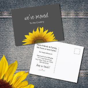Wir haben Sonnenblumen-Graue neue Zuhause verschob Ankündigungspostkarte