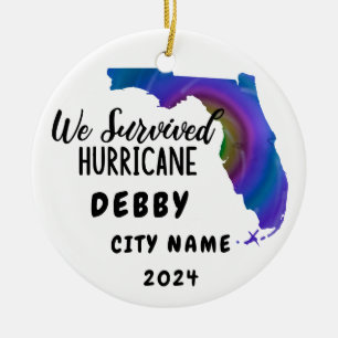 Wir haben überlebt! Hurrican Debby Florida & Name Keramik Ornament