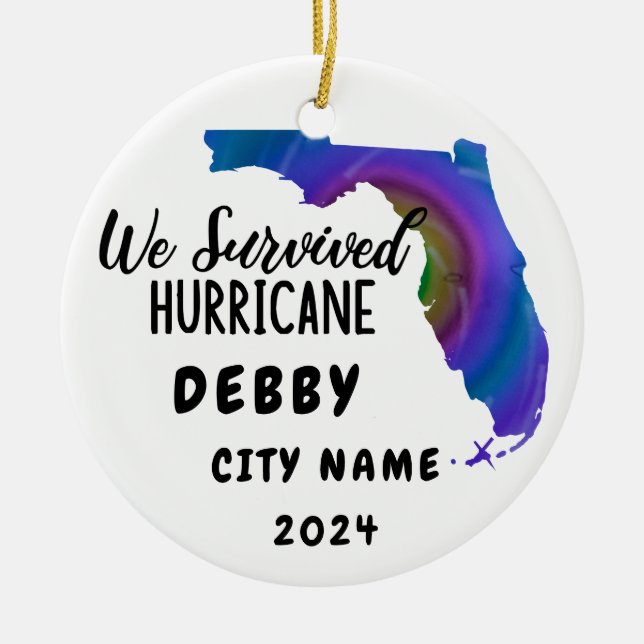 Wir haben überlebt! Hurrican Debby Florida & Name  Keramik Ornament (Vorne)