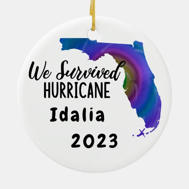 Wir haben überlebt! Hurrikan Idalia Florida 2023 Keramik Ornament (Hinten)