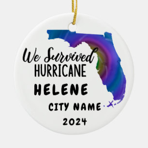 Wir haben überlebt! Hurrikane Helene Florida und S Keramik Ornament