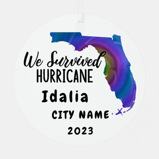 Wir haben überlebt! Hurrikane Idalia Florida & Sta Ornament Aus Metall (Rückseite)