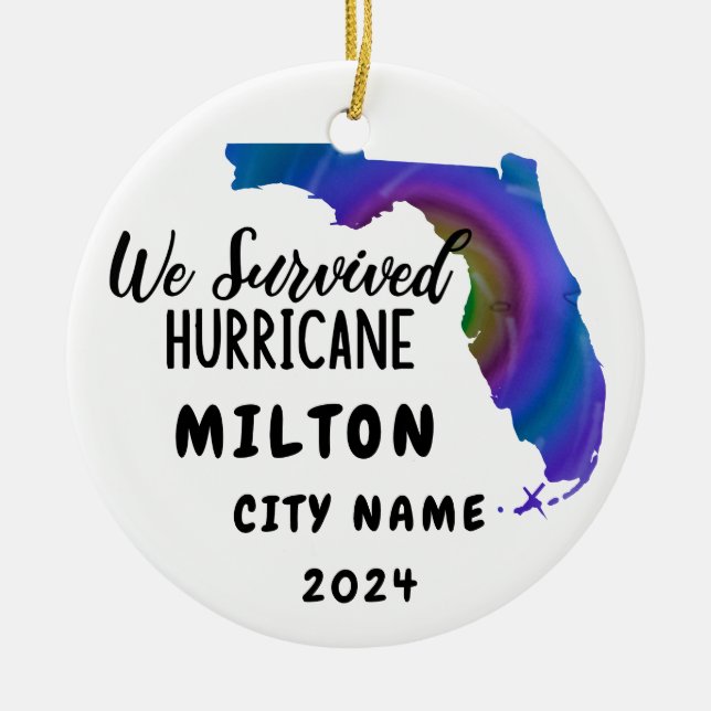 Wir haben überlebt! Hurrikane Milton Florida und N Keramik Ornament (Vorne)