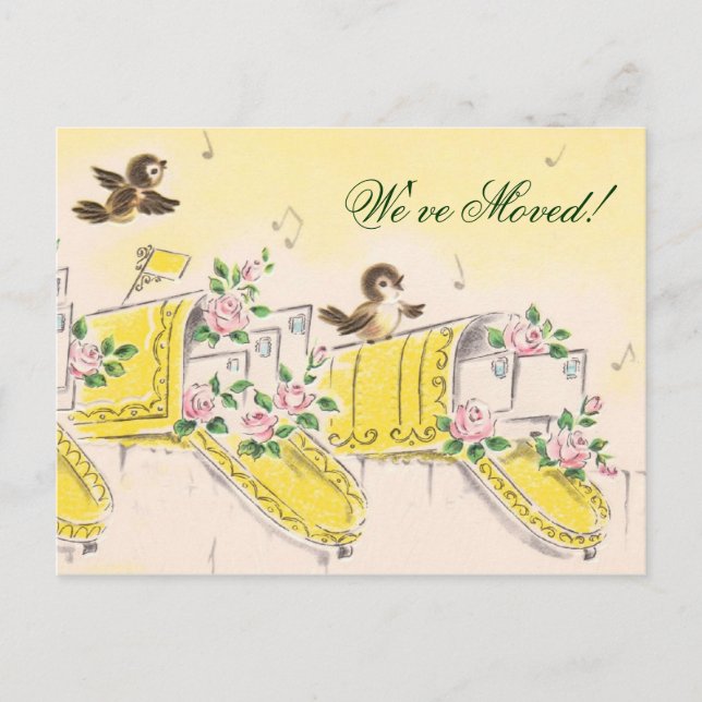 Wir haben uns bewegt! ankündigungspostkarte (Vorderseite)