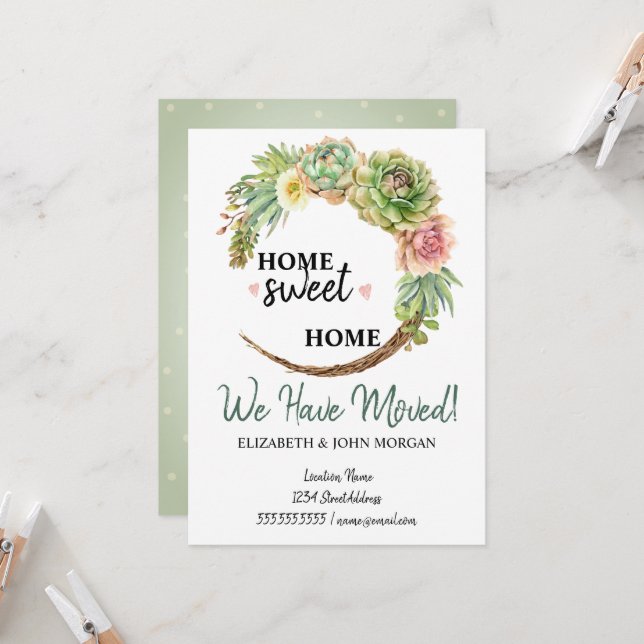 Wir haben uns bewegt, Aquarellfarben-Blume-Kakteen (Vorderseite/Rückseite Beispiel)