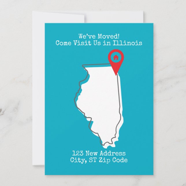 Wir haben uns bewegt! Besuchen Sie uns in Illinois Ankündigung (Vorderseite)