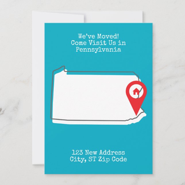 Wir haben uns bewegt! Besuchen Sie uns in Pennsylv Ankündigung (Vorderseite)