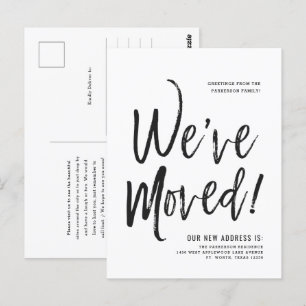 Wir haben uns bewegt   Minimal neue Adresse Postka Postkarte