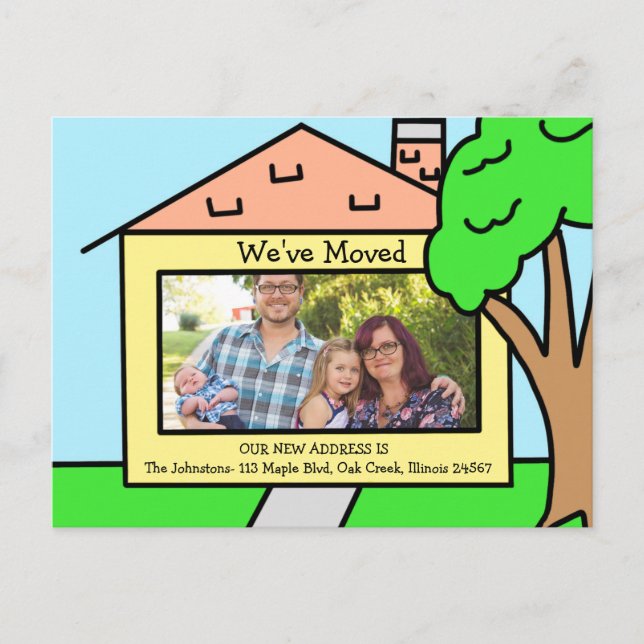 Wir haben uns bewegt | Neue Adressbenachrichtigung Postkarte (Vorderseite)