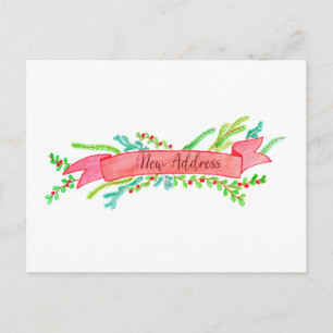 Wir haben uns bewegt/neue Adresse, Aquarellwein We Postkarte