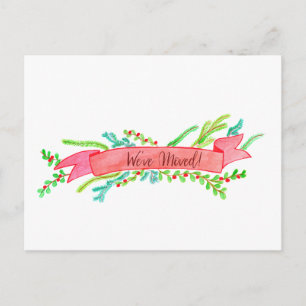 Wir haben uns bewegt/neue Adresse, Aquarellwein We Postkarte