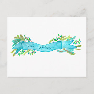 Wir haben uns bewegt/neue Adresse, Aquarellwein We Postkarte