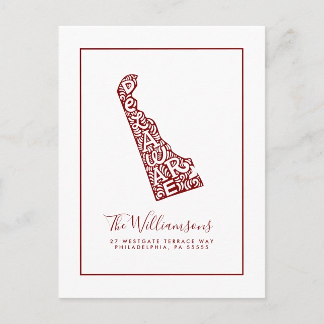 Wir haben uns bewegt | Neue Adresse | Delaware Postkarte (Vorderseite)