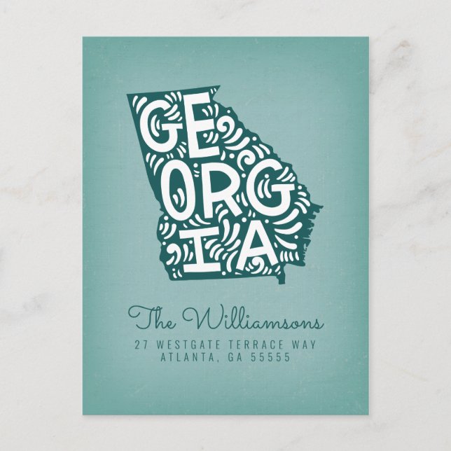 Wir haben uns bewegt | Neue Adresse | Georgia Postkarte (Vorderseite)