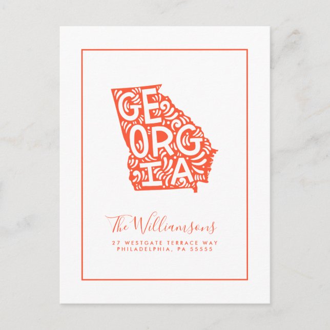 Wir haben uns bewegt | Neue Adresse | Georgia Postkarte (Vorderseite)