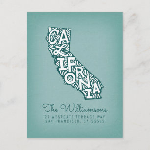 Wir haben uns bewegt Neue Adresse Kalifornien Postkarte