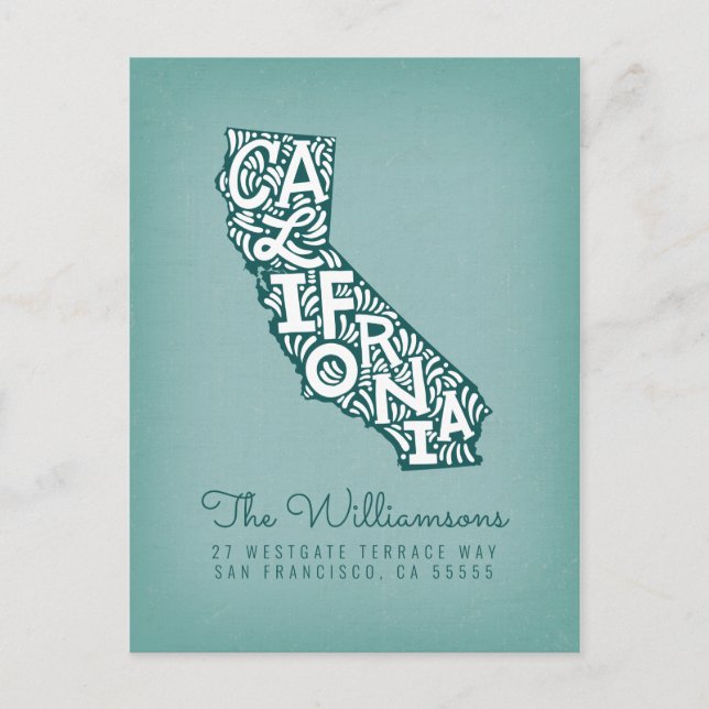 Wir haben uns bewegt | Neue Adresse | Kalifornien Postkarte (Vorderseite)