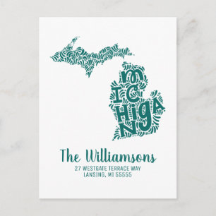 Wir haben uns bewegt   Neue Adresse   Michigan Postkarte
