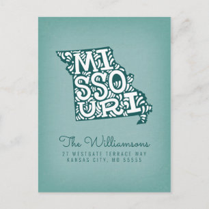 Wir haben uns bewegt Neue Adresse Missouri Postkarte