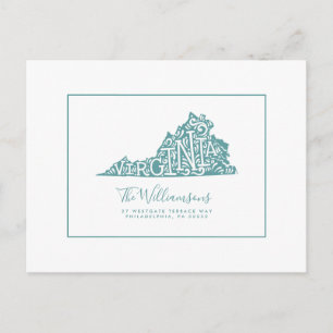 Wir haben uns bewegt Neue Adresse Virginia Postkarte