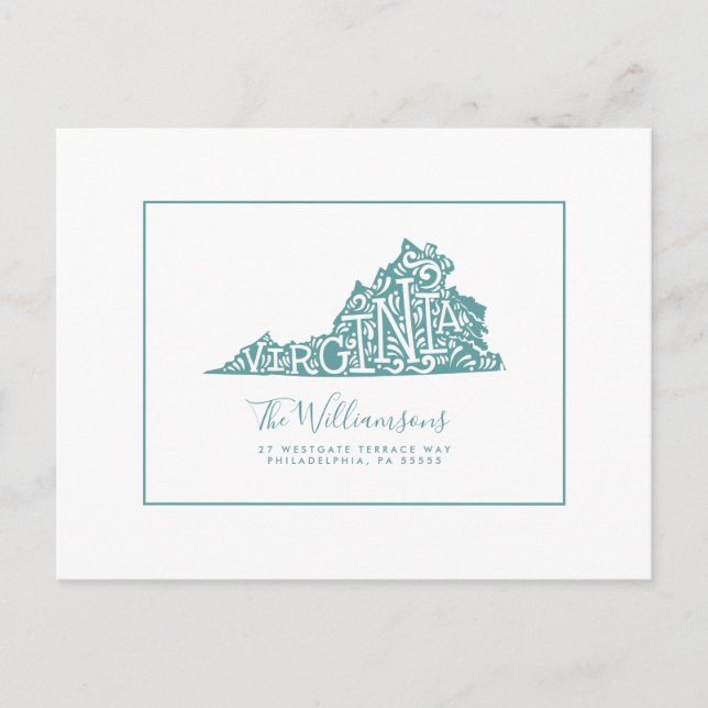 Wir haben uns bewegt | Neue Adresse | Virginia Postkarte (Vorderseite)