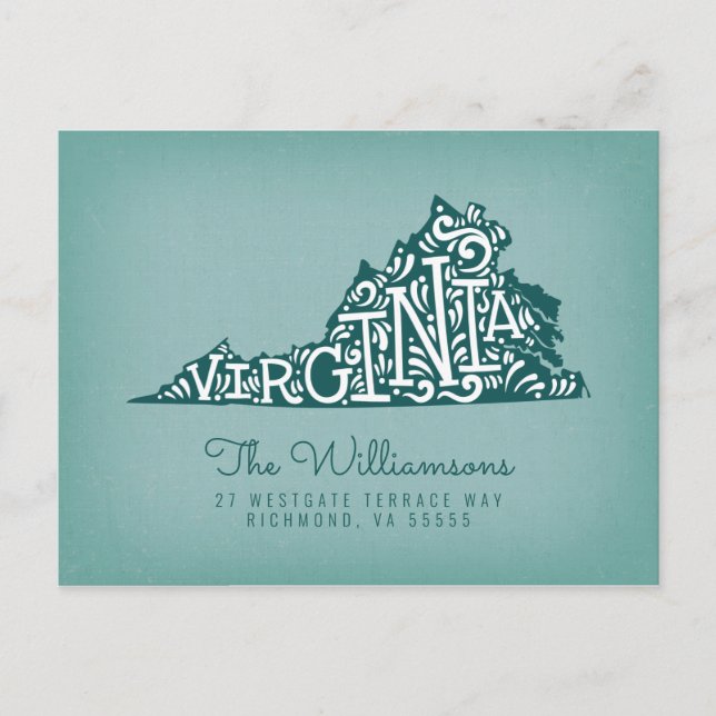 Wir haben uns bewegt | Neue Adresse | Virginia Postkarte (Vorderseite)
