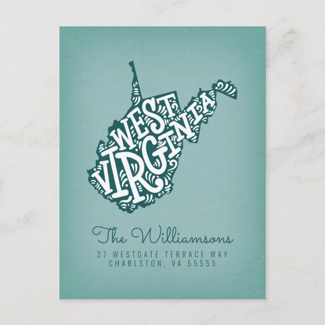 Wir haben uns bewegt | Neue Adresse | West Virgini Postkarte (Vorderseite)