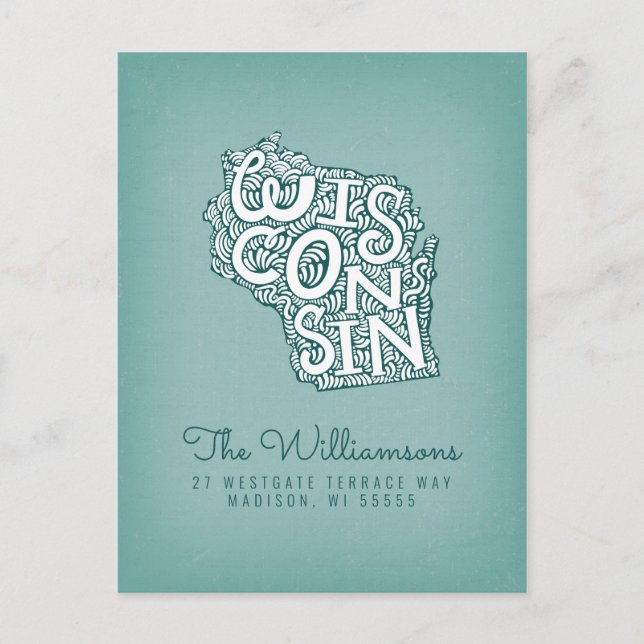 Wir haben uns bewegt | Neue Adresse | Wisconsin Postkarte (Vorderseite)