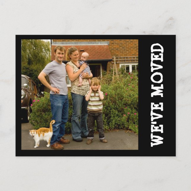 Wir haben uns bewegt! Neue Zuhause Foto Postkarte (Vorderseite)