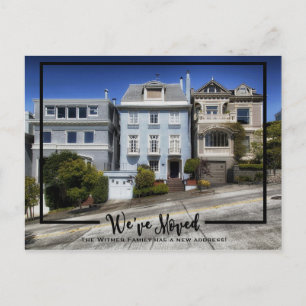 Wir haben uns bewegt   Neues Zuhause-Foto, das wir Ankündigungspostkarte