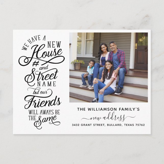Wir haben uns bewegt | New House Number & Street N Ankündigungspostkarte (Vorderseite)
