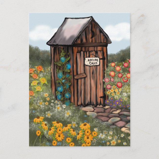 Wir haben uns bewegt! Outhouse Postkarte (Vorderseite)