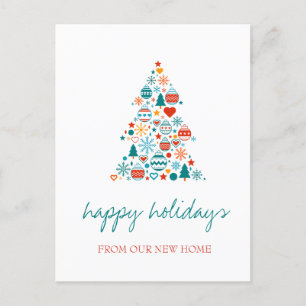 Wir haben uns bewegt, Weihnachtsbaum farbenfrohe B Ankündigungspostkarte