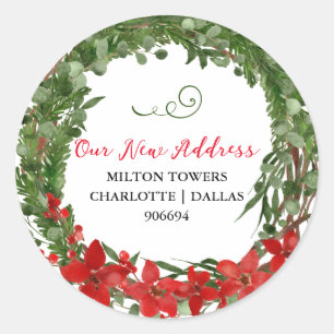 Wir haben uns bewegt Weihnachtskranz Neue Adre Runder Aufkleber