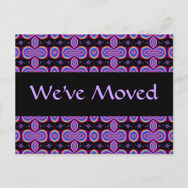 Wir haben uns lila und schwarzes Fraktal bewegt Ankündigungspostkarte (Vorderseite)